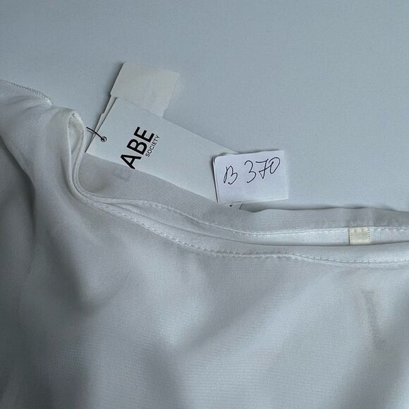 Babe Jacaranda Sheer Oversized White Top Black skirt Formal Dress Size M NWT - Picture 14 of 15